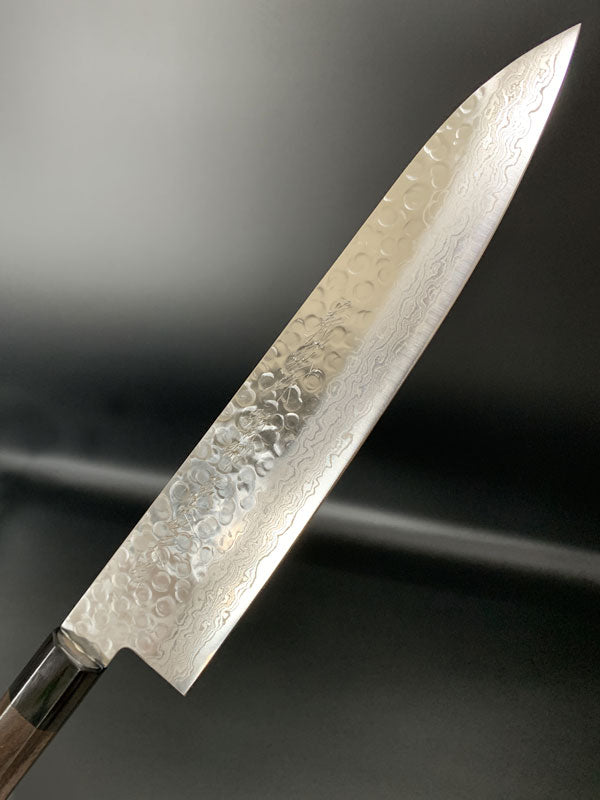 hammered finish forged damascus wa-gyuutou blade