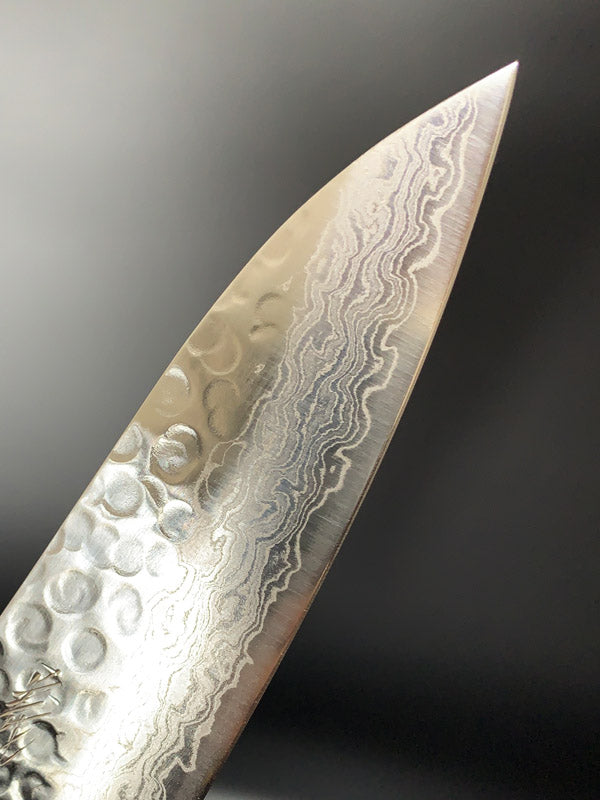 hammered finish forged damascus wa-gyuutou blade