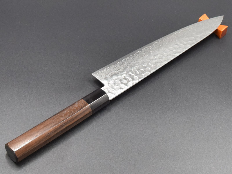 SHIBISI model/Chef Knife hammered finish forged damascus wa-gyuutou blade| 和牛刀240MM 紫檀八角柄