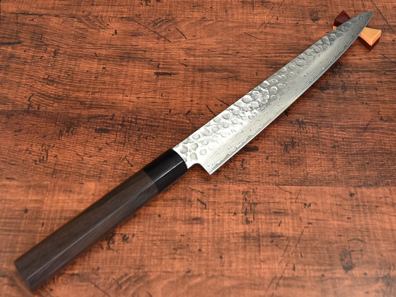 SHIBISI model ｜hammered finish forged damascus  wa-sujihiki blade｜和筋引240MM 紫檀八角柄