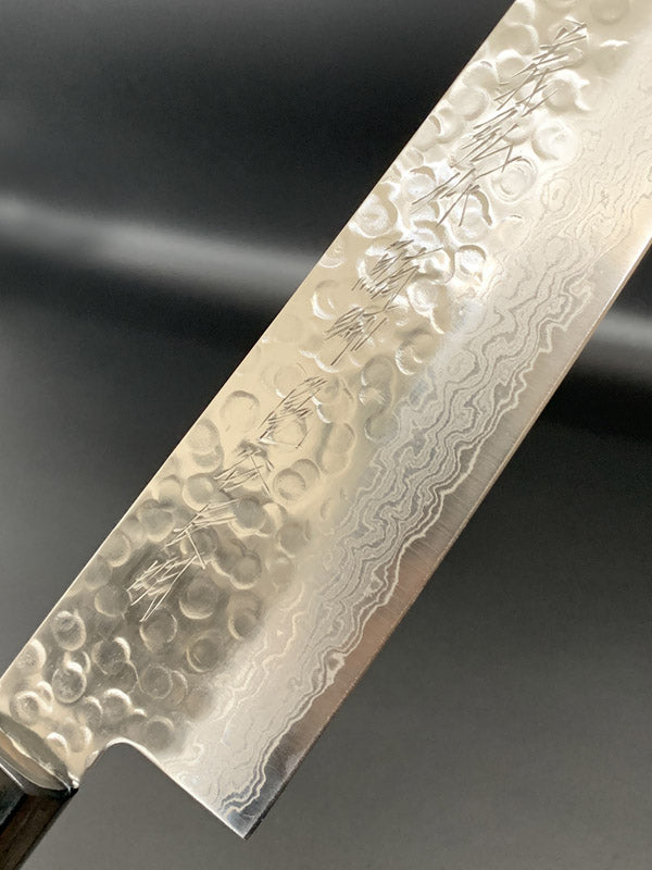 SHIBISI model  hammered finish forged damascus wa-gyuutou blade｜ 和牛刀240MM 紫檀八角柄