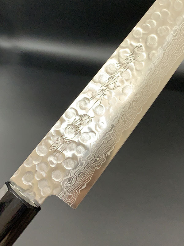 SHIBISI model ｜hammered finish forged damascus  wa-sujihiki blade｜和筋引240MM 紫檀八角柄