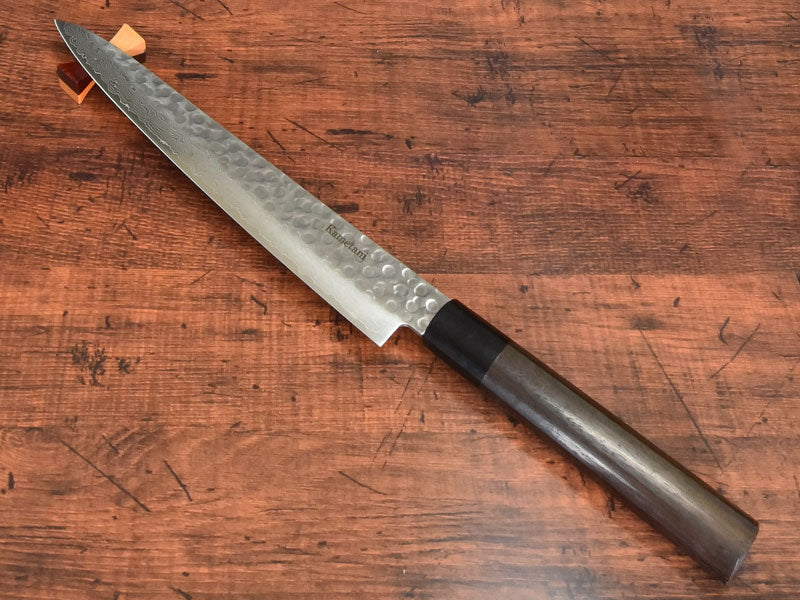 SHIBISI model ｜hammered finish forged damascus  wa-sujihiki blade｜和筋引240MM 紫檀八角柄